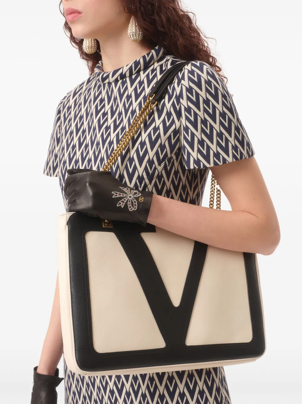 Toute La V jacquard mini dress
