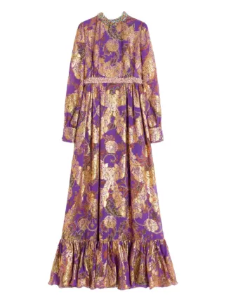 Valentino Garavani Apres L'Hiver Embroidered Maxi Dress | Purple | FARFETCH  UZ