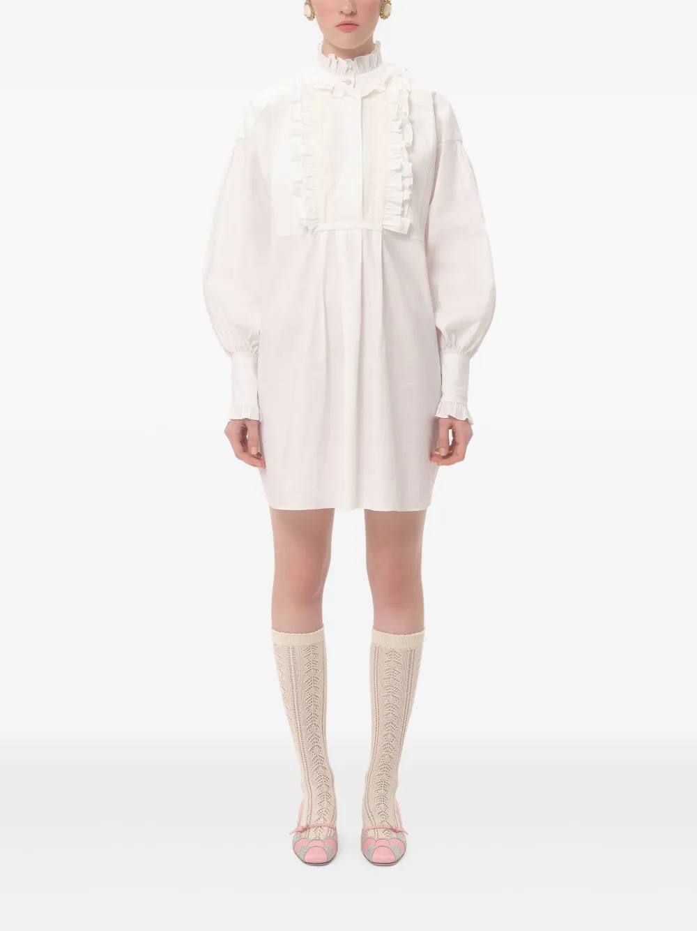 Valentino Garavani Mini-jurk met ruches Wit