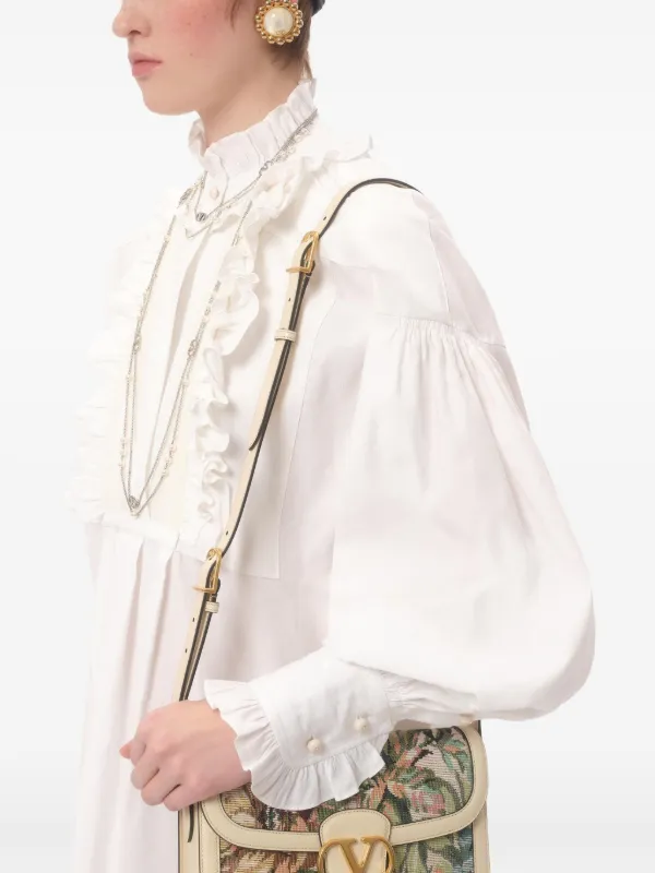 VALENTINO ラッフル ロングスリーブ ミニドレス Valentino Garavani ラッフル ミニドレス | ブラック | FARFETCH JP