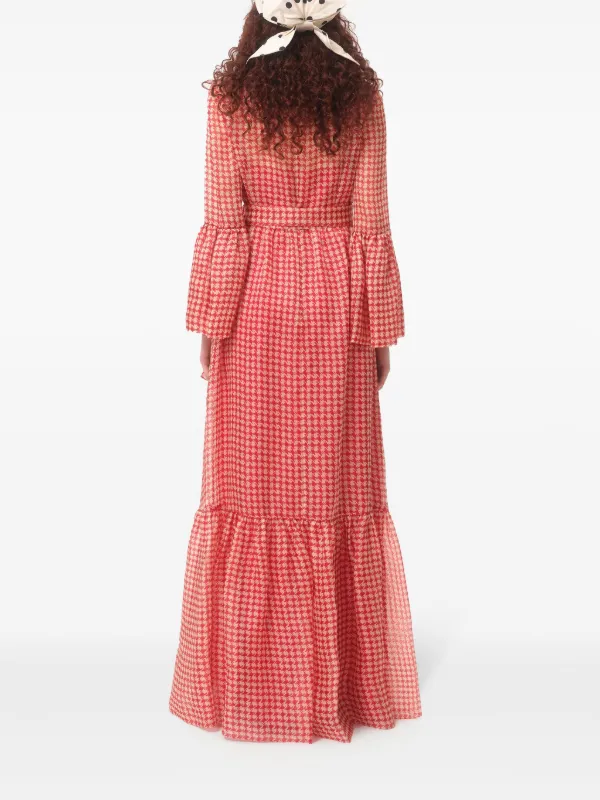 ワンピース Valentino Garavani Vichy Print Organza Long Dress Valentino Garavani Vichy Opticool Organza Ruffle Gown