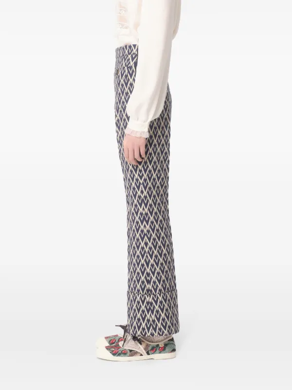 パンツ VALENTINO GARAVANI TOUTE LA V JACQUARD TROUSERS Valentino Garavani Toute La V Jacquard Trousers | Blue
