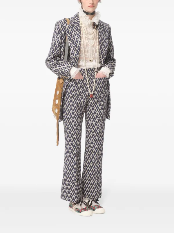 パンツ Valentino Garavani Toute La V Jacquard Trousers Valentino Garavani Toute La V Jacquard Trousers | Blue