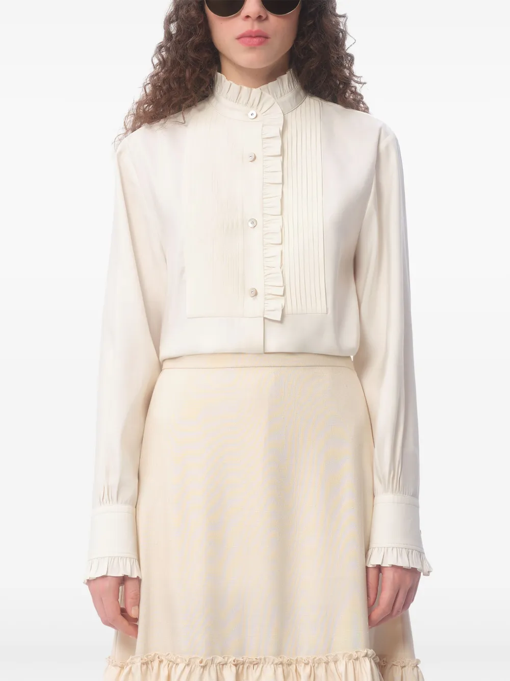 Valentino Garavani Shirt met ruches afwerking Beige
