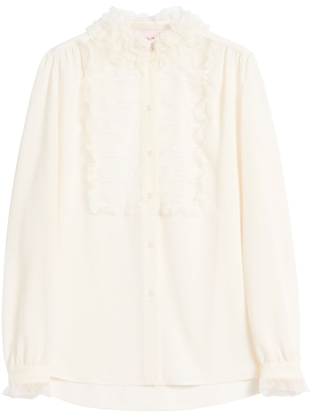 floral-lace panel shirt