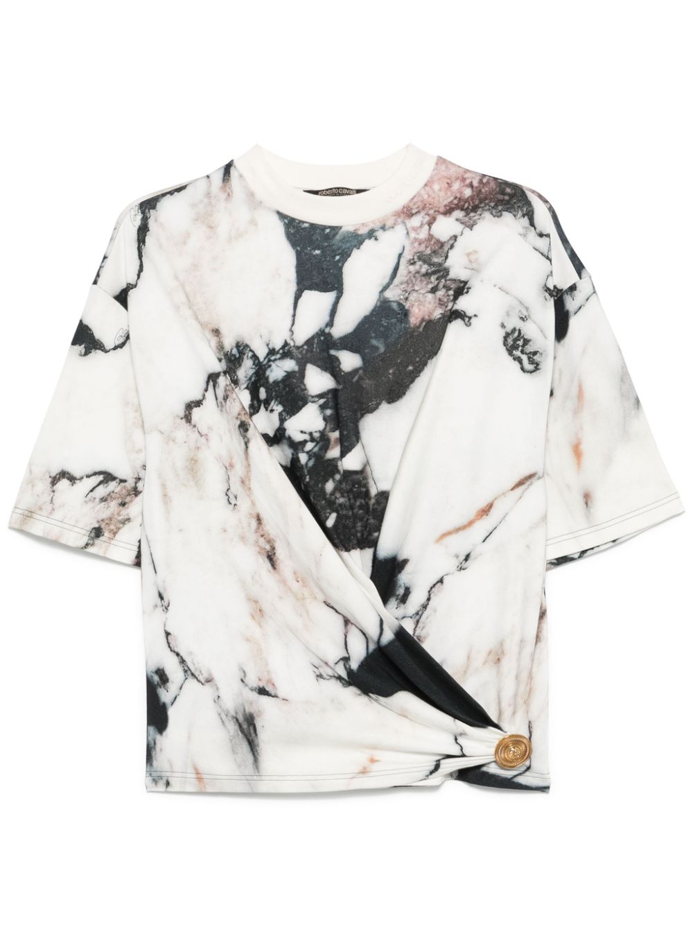 marble-print T-shirt