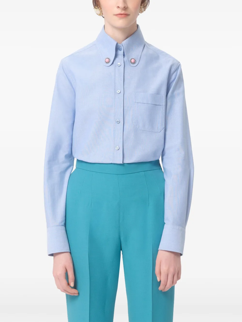 Valentino Garavani Blouse met juwelen knoop Blauw
