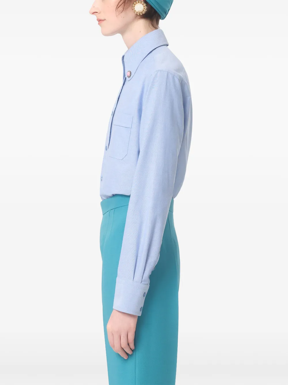 Valentino Garavani Blouse met juwelen knoop Blauw