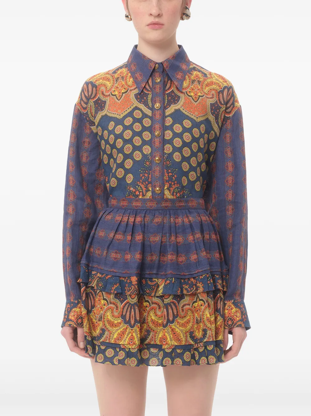 Valentino Garavani Medaglioni Voyage Imaginaire blouse Blauw
