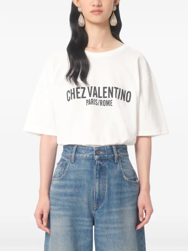 【関税＆送料込み】Valentino Garavani Chez Cotton T-Shirt Valentino Garavani women's Printed cotton t-shirt - buy for