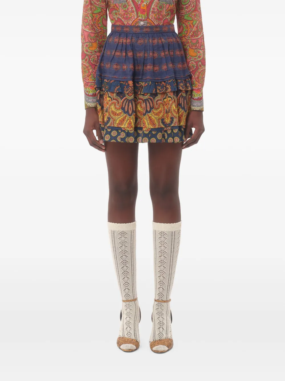 Shop Valentino Medaglioni Voyage Imaginaire Mini Skirt In Blue
