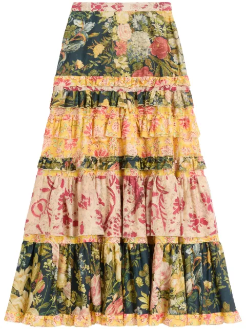 Valentino Garavani floral-print tiered skirt