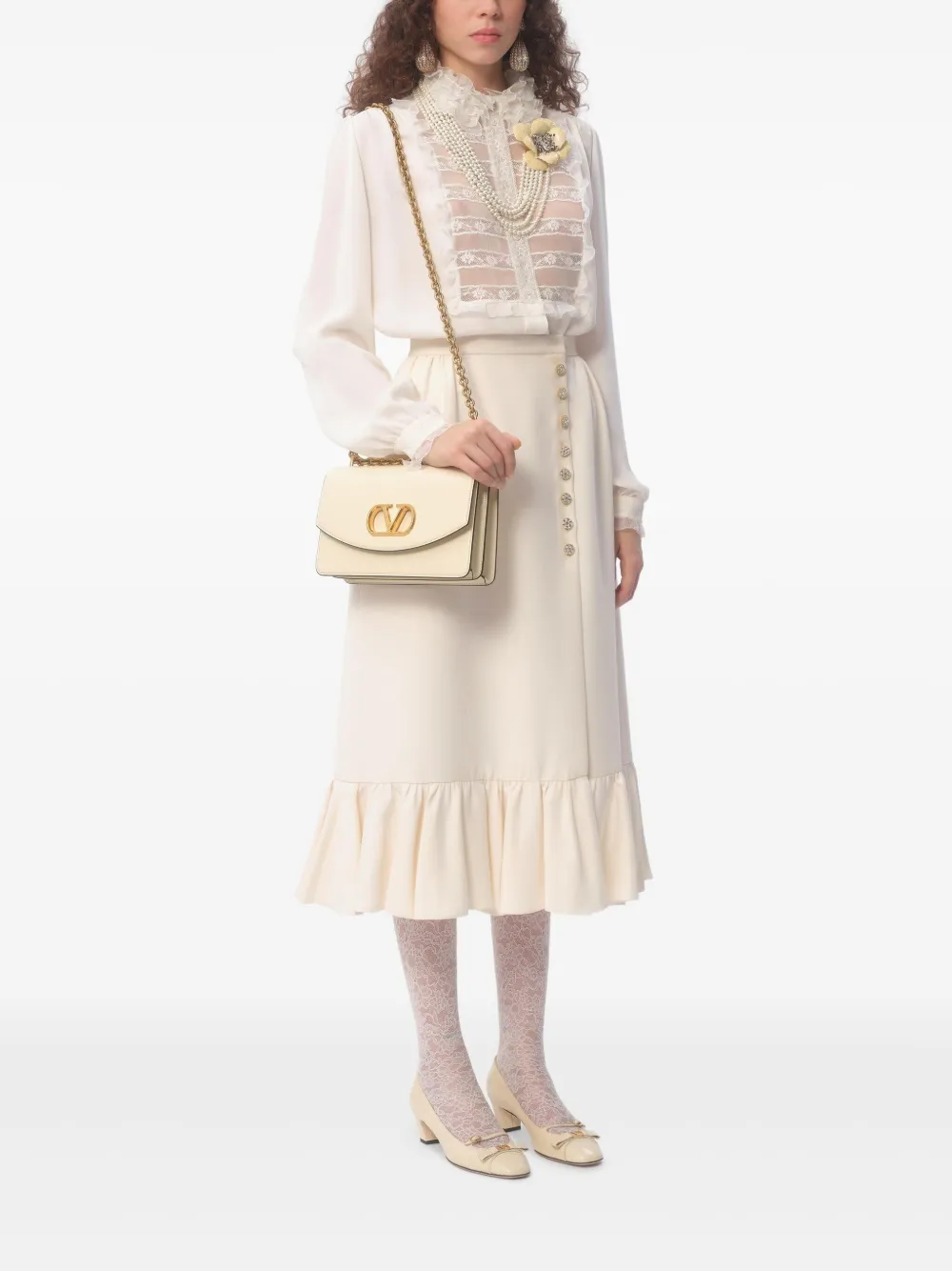 valentinogaravani Valentino Garavani Crepe couture midi-rok - Beige