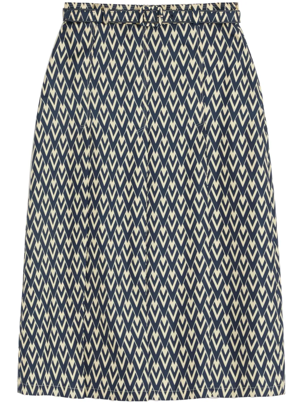 Shop Valentino Toute La V Midi Skirt In Blue