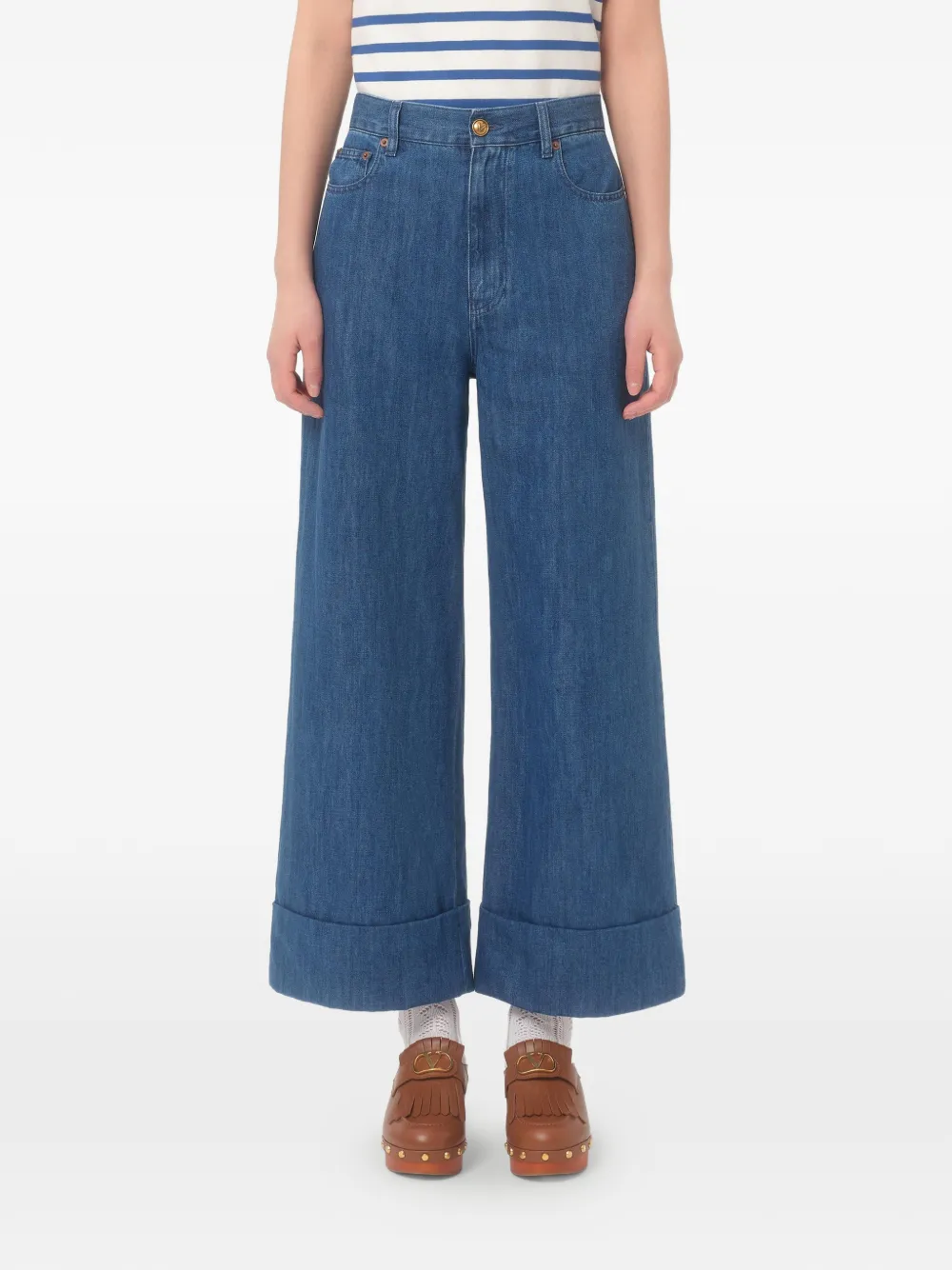 Valentino Garavani Lightweight jeans met wijde pijpen Blauw