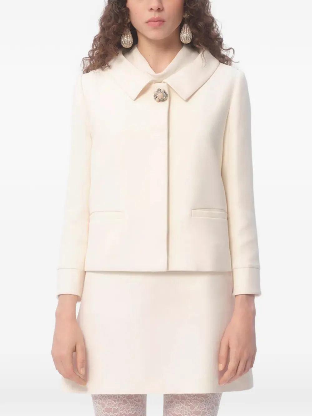  Valentino Garavani Crepe Couture Jacket - Neutrals 