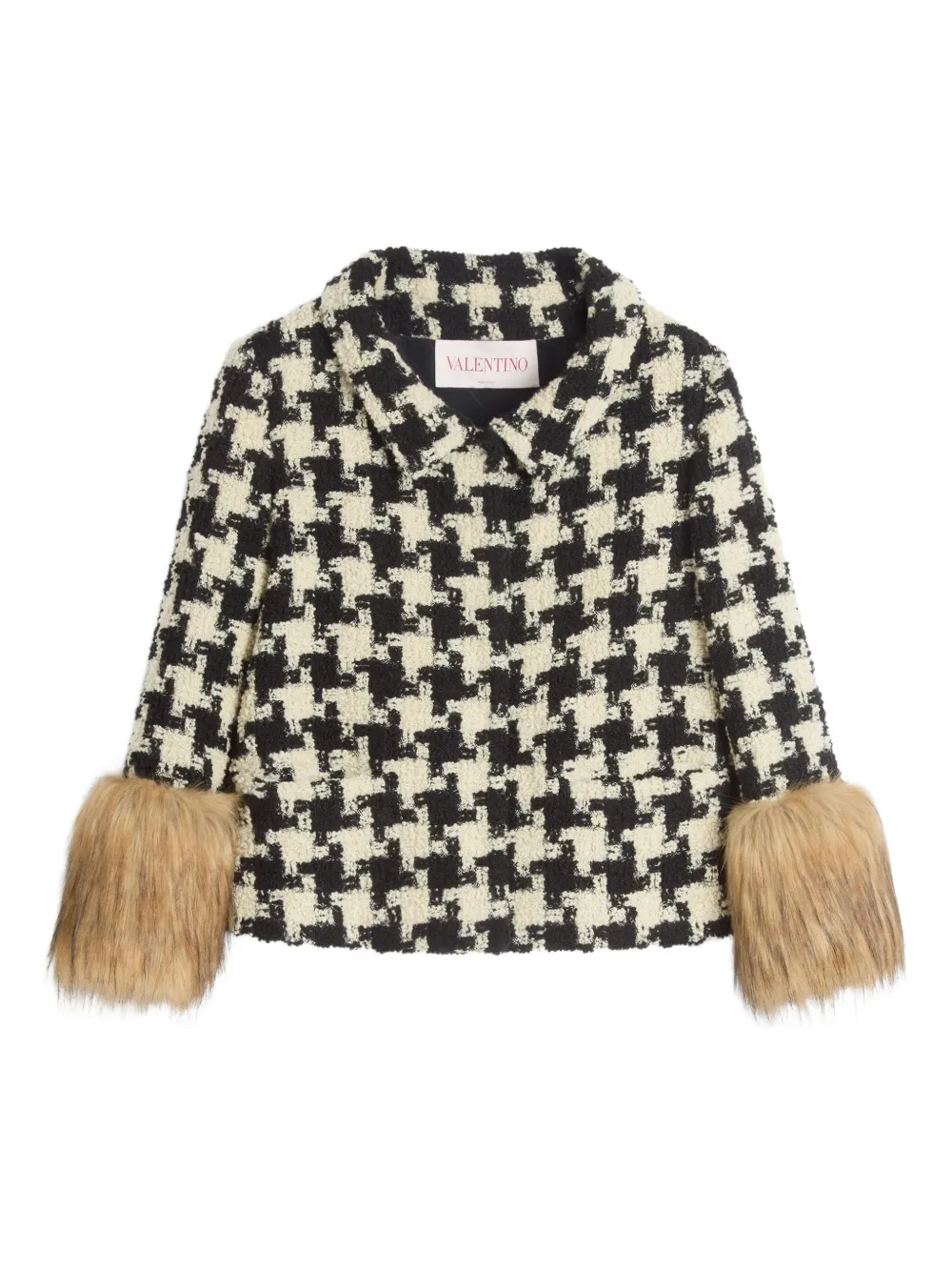 Valentino Garavani Tweed jack met pied-de-poule print Beige
