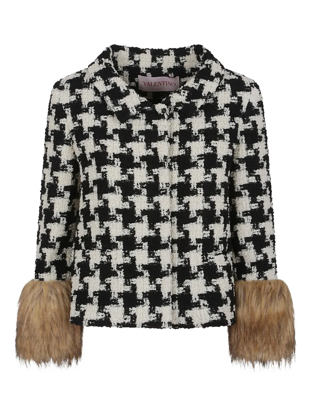 Valentino Garavani Tweed jack met pied-de-poule print Beige