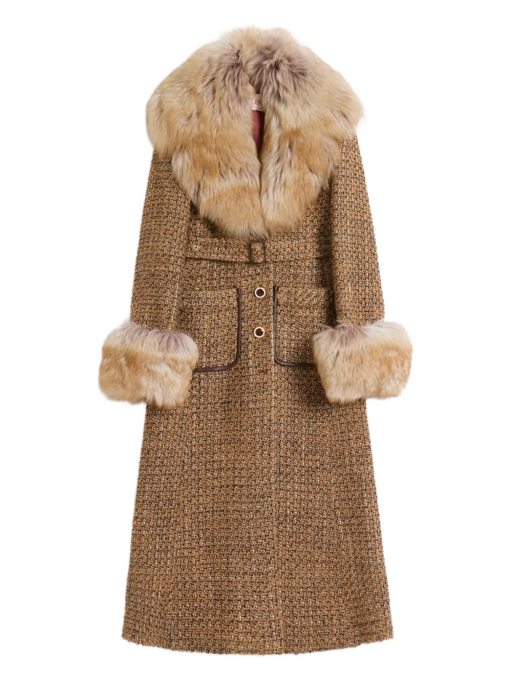 Valentino Garavani Fantasy Tweed Coat | Brown | FARFETCH JO