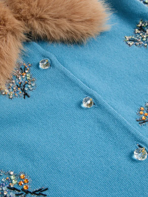 Valentino Garavani Embroidered Wool Cardigan | Blue | FARFETCH HK