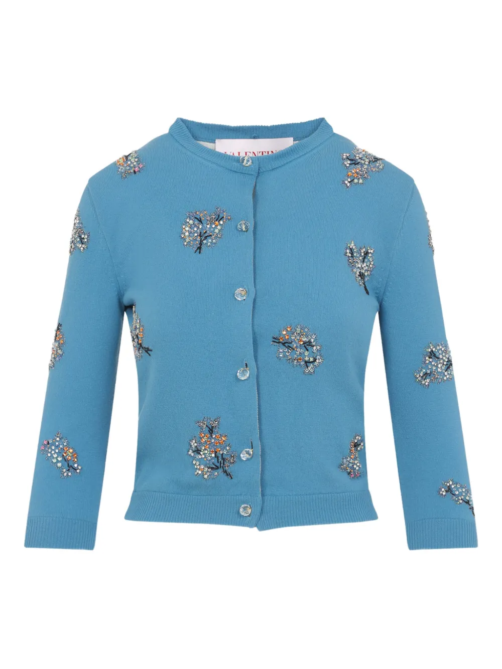 Valentino Garavani Embroidered Wool Cardigan | Blue | FARFETCH HK