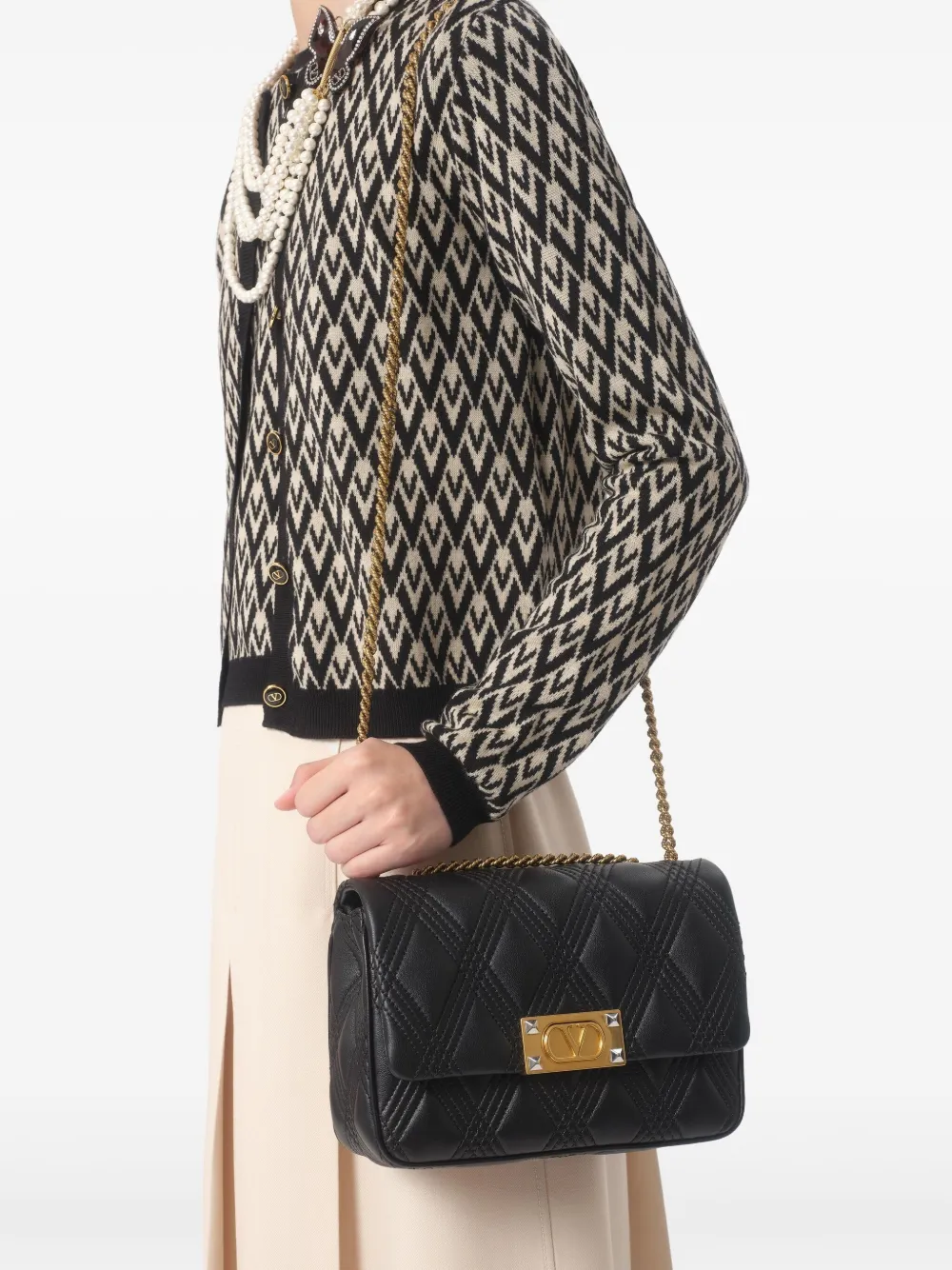 Valentino Garavani Toute La V Jacquard Wool Sweater - Neutrals 