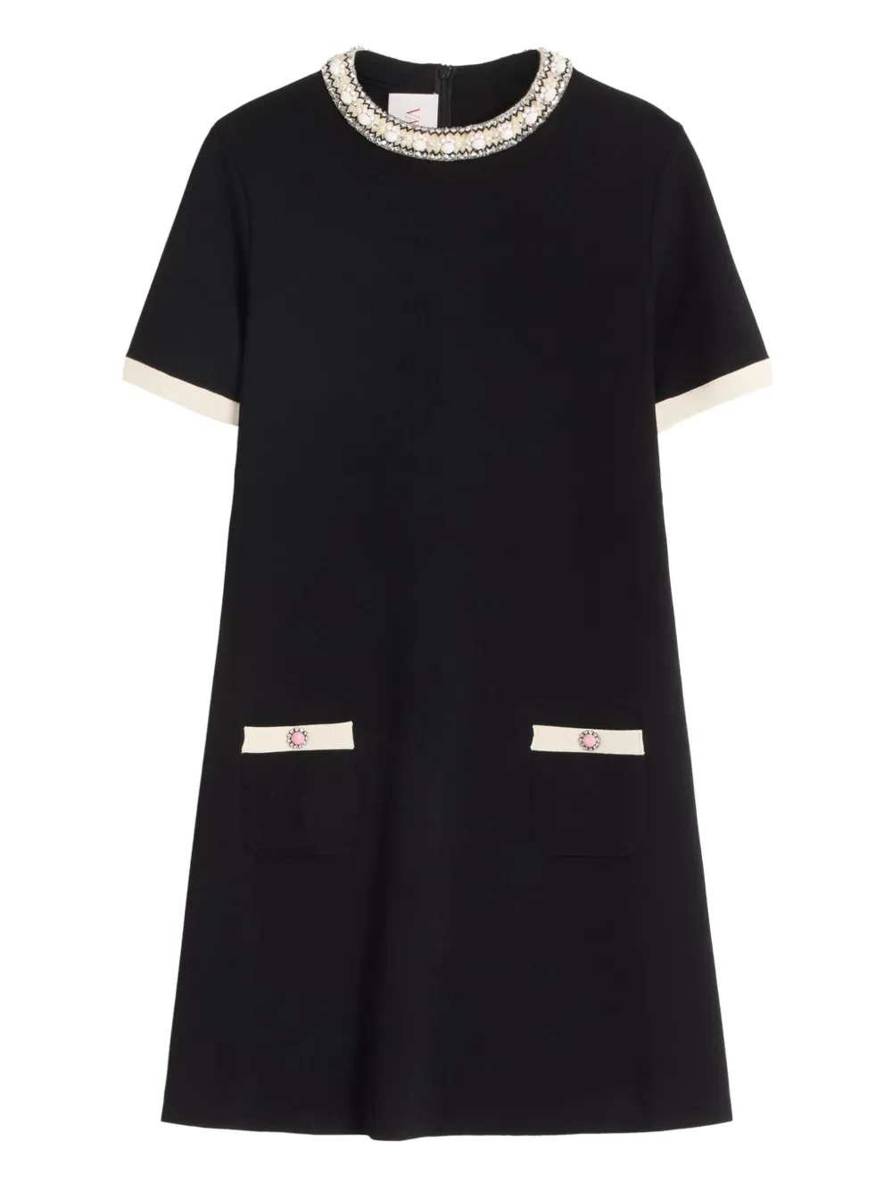 Valentino Garavani エンブロイダリー ミニドレス - ブラック Valentino Garavani エンブロイダリー ミニドレス - ブラック
