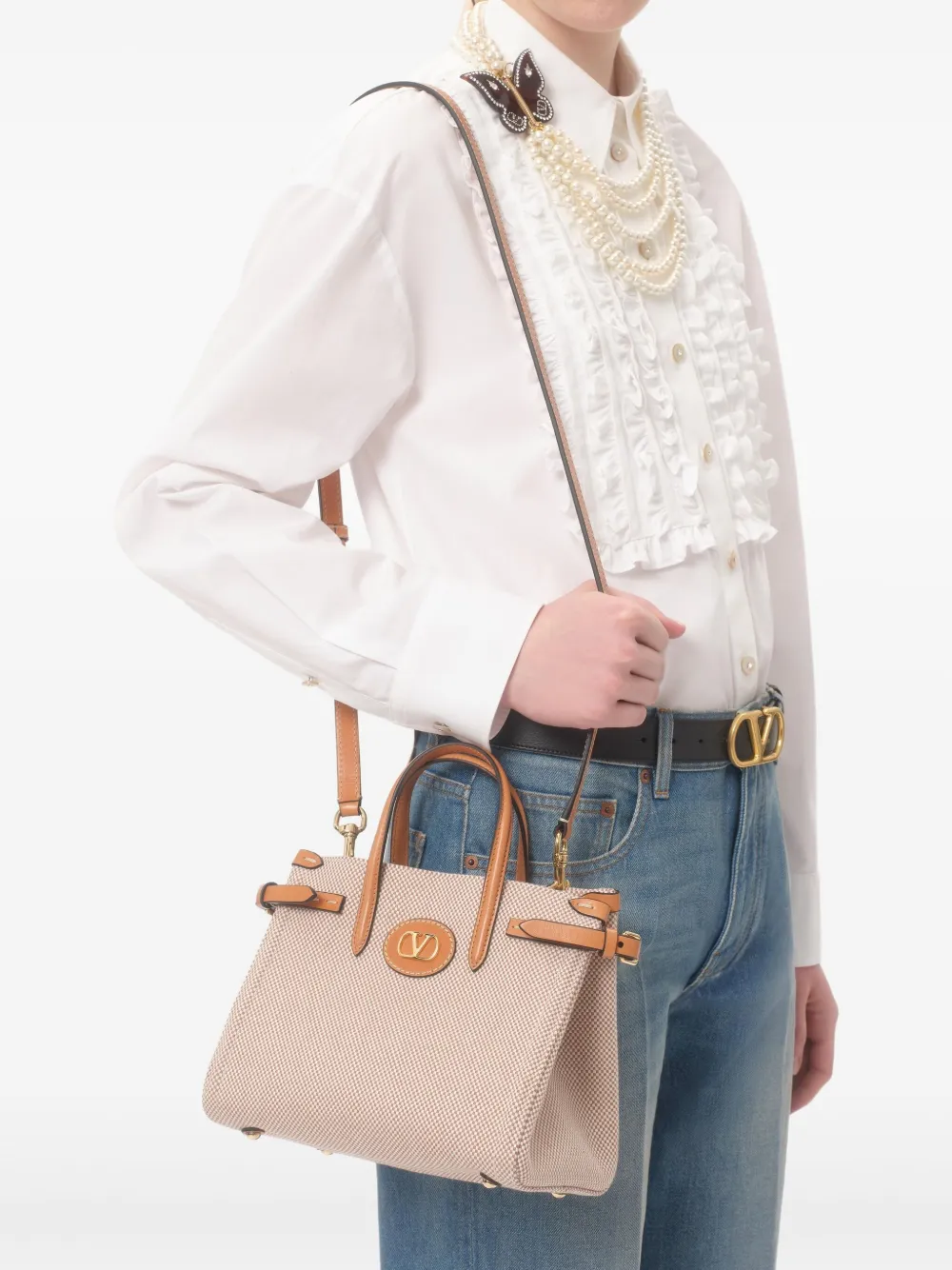 Valentino Garavani Antibes kleine shopper Beige