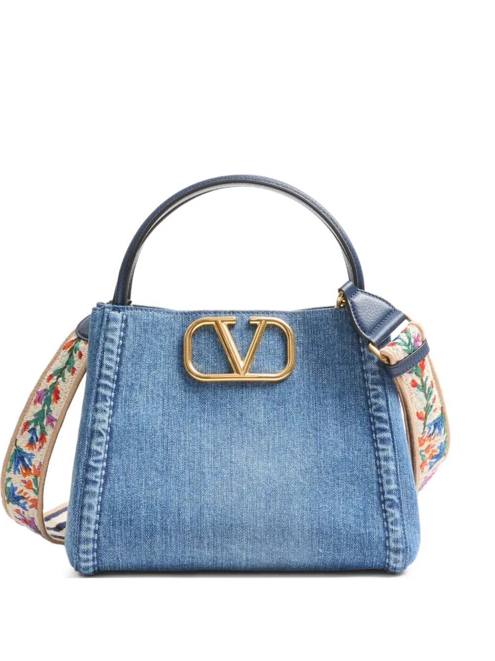 Valentino Garavani Medium Alltime denim shopper Blauw