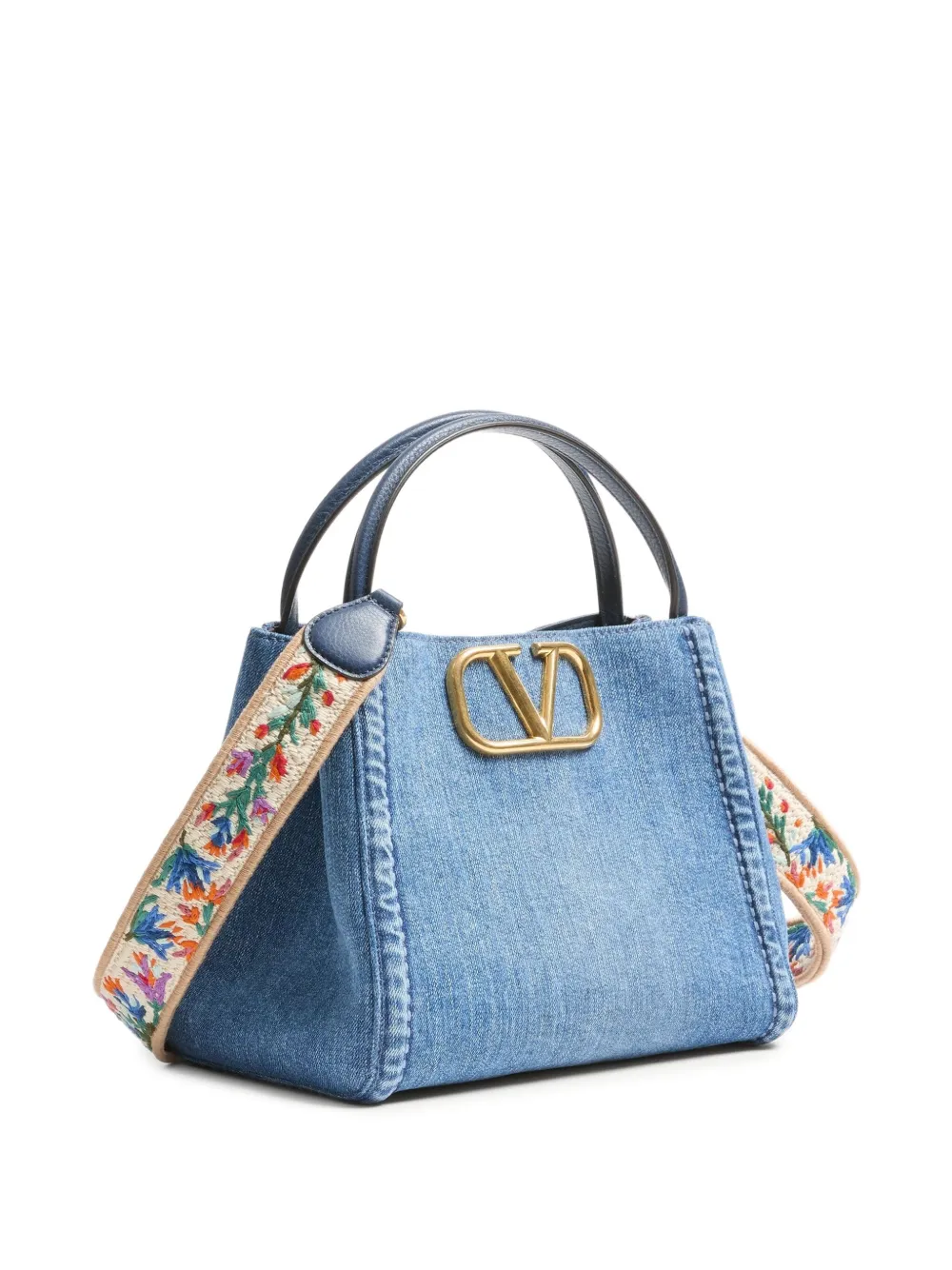 Valentino Garavani Medium Alltime denim shopper Blauw