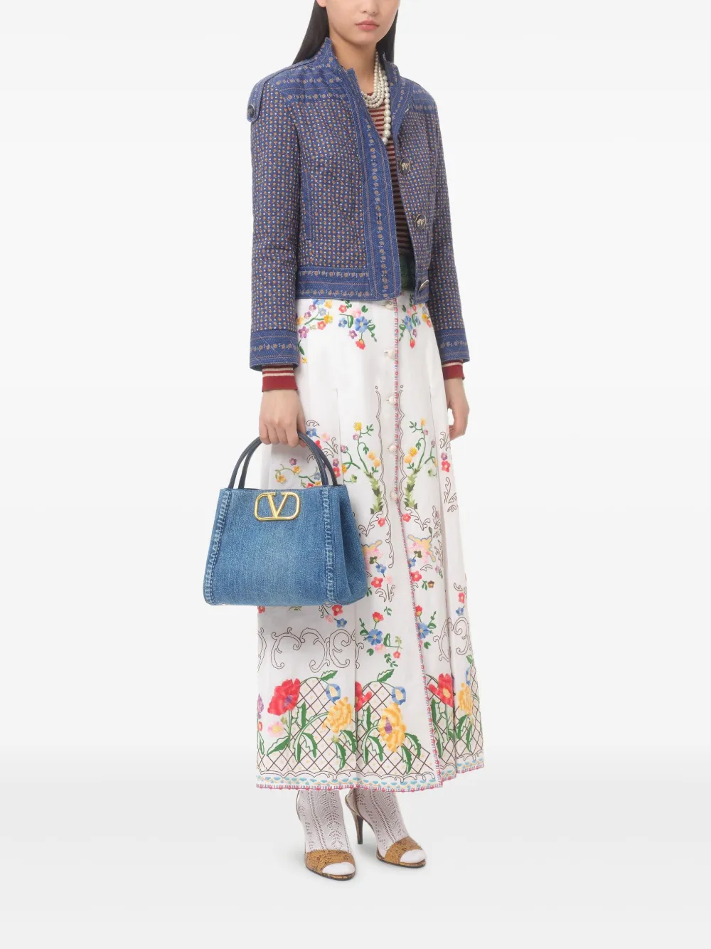 Valentino Garavani Medium Alltime denim shopper Blauw