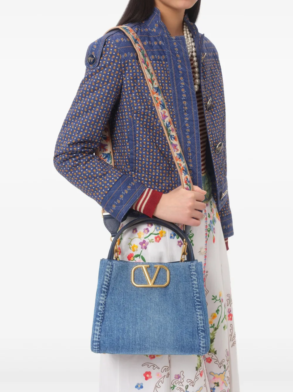 Valentino Garavani Medium Alltime denim shopper Blauw