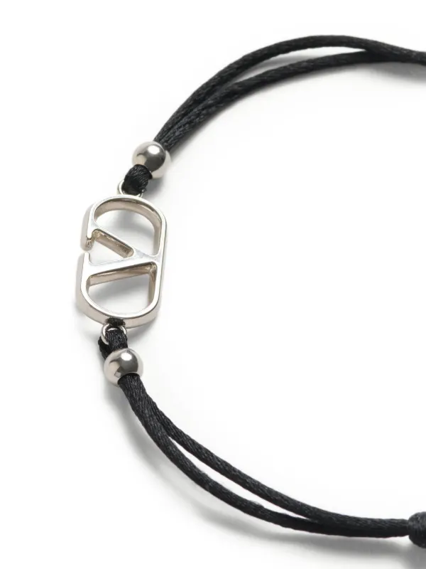 Valentino Garavani VLogo Signature Cotton Bracelet | Black Valentino Garavani VLogo Signature Cotton Bracelet | Black