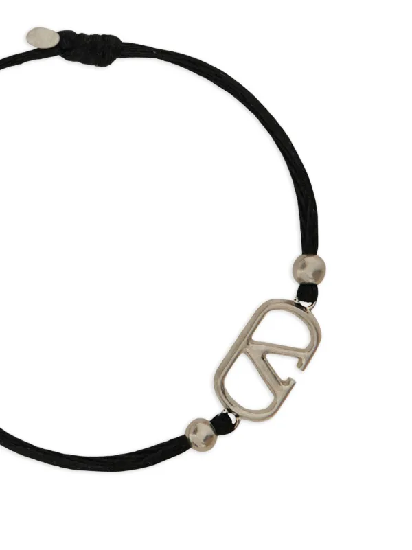 Valentino Garavani VLogo Signature Cotton Bracelet | Black | FARFETCH