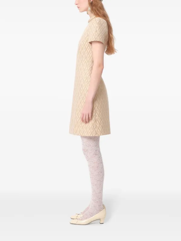 Valentino Garavani Toute La V Lurex Jacquard Mini Dress | Neutrals