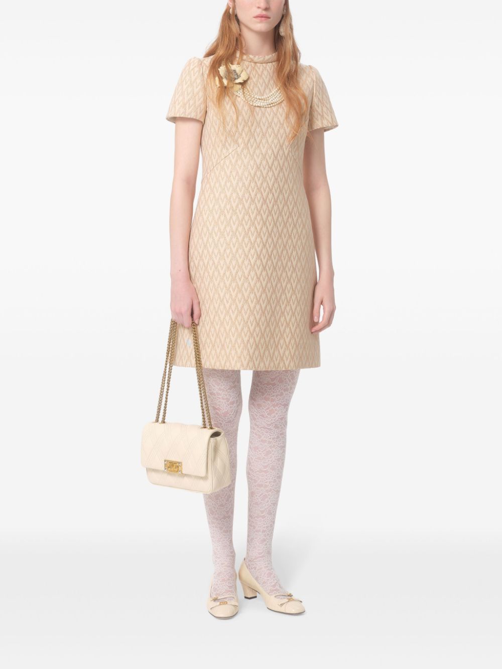 Valentino Garavani Toute La V mini-jurk met jacquard - Beige