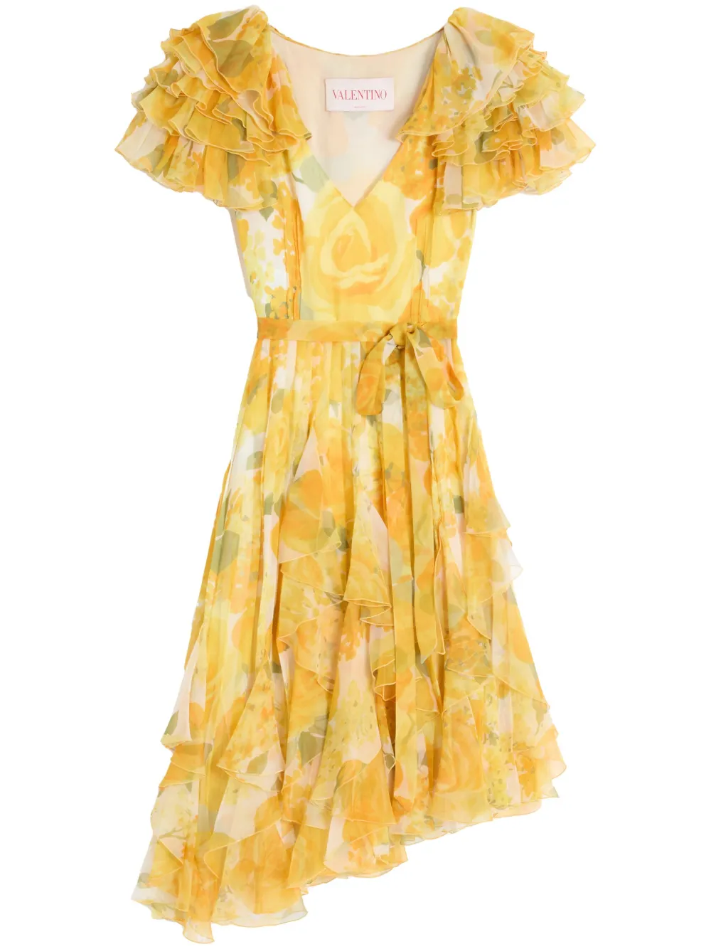 Valentino Garavani Papier Floral シフォン ドレス - イエロー Valentino Garavani Papier Floral シフォン ドレス - イエロー