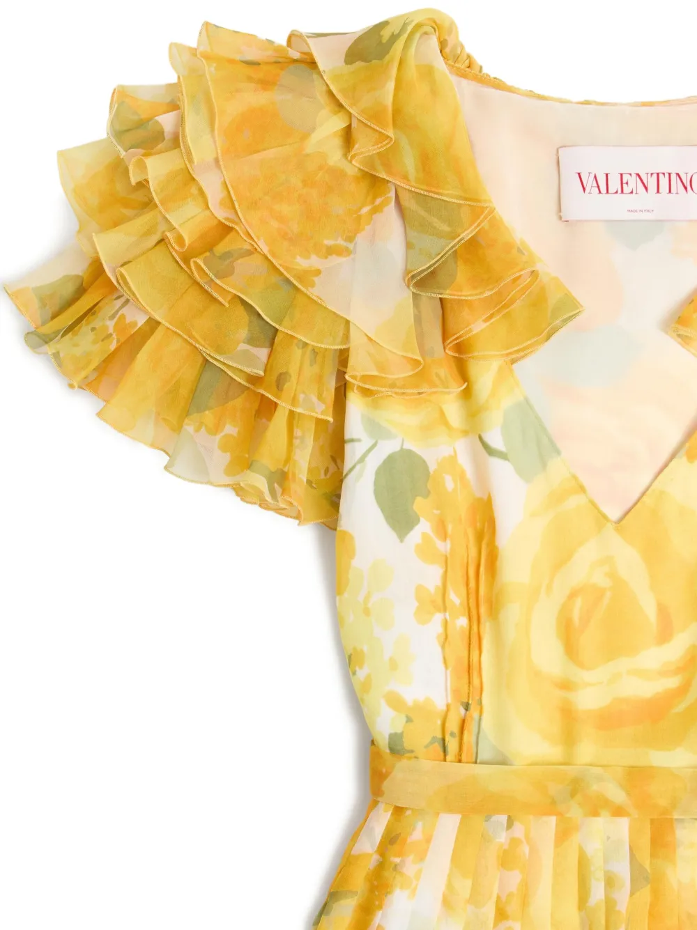 Valentino Garavani Papier midi-jurk met bloemenprint Geel