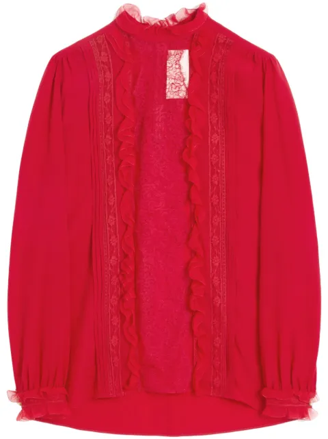 Valentino Garavani lace-trim silk blouse
