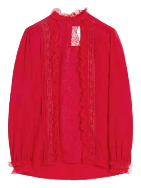 Valentino Garavani lace-trim silk blouse