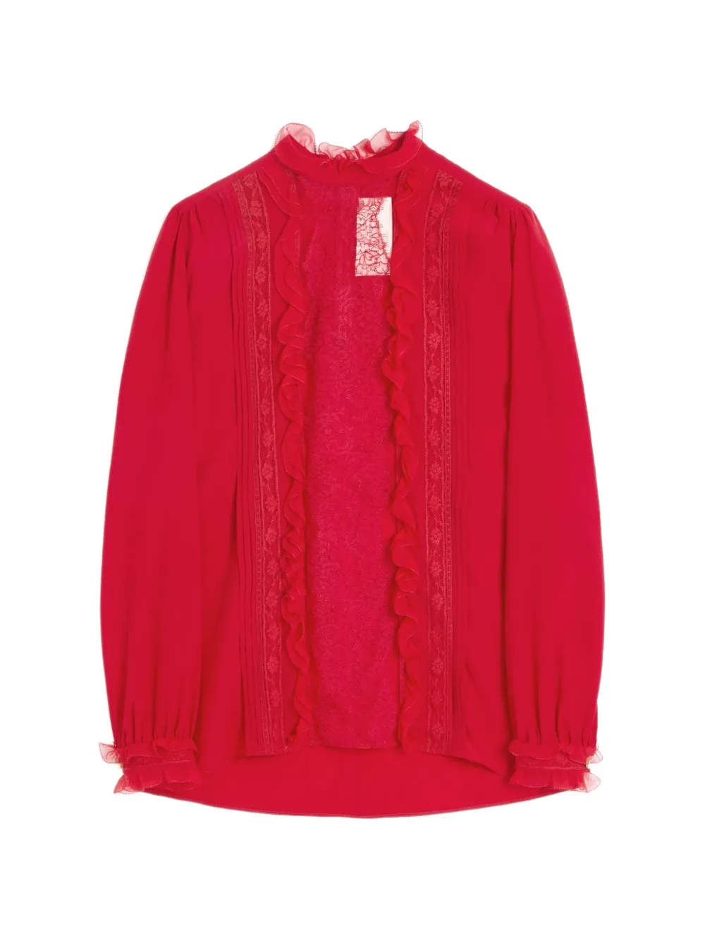 Valentino Garavani lace-trim silk blouse – Red