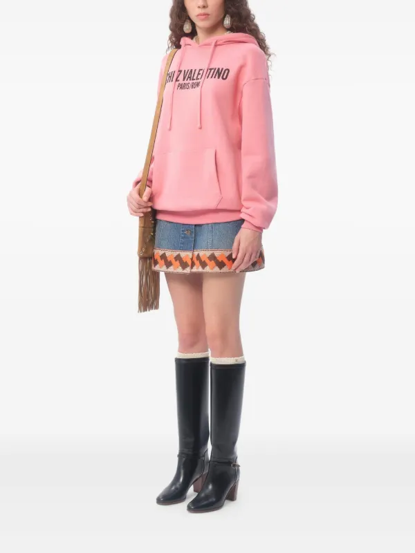 Valentino Garavani Chez-print Hoodie | Pink | FARFETCH GE