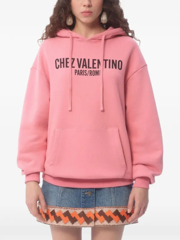 Valentino Garavani Chez-print Hoodie | Pink | FARFETCH IN