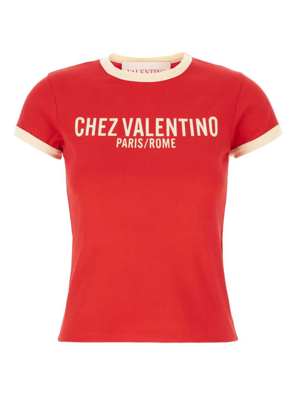 バレンチノ シェ・ヴァレンティノプリントのレッドTシャツ SS25 Valentino Garavani シェ プリントTシャツ | レッド | FARFETCH JP