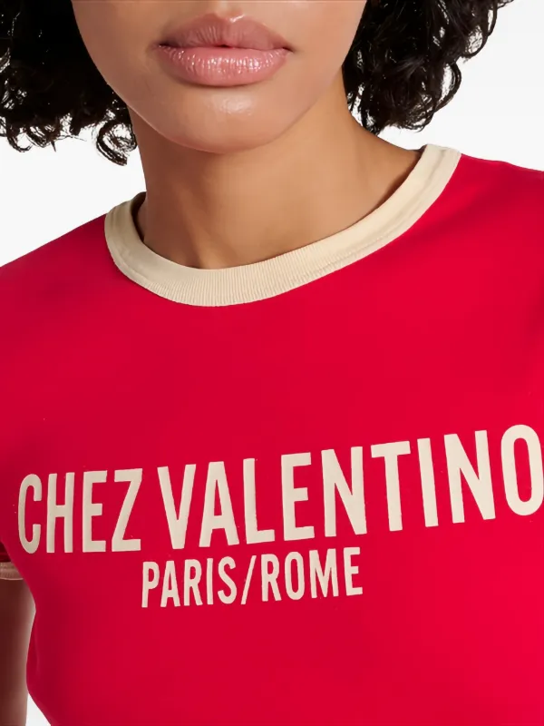 Valentino Garavani Chez Valentino-print T-shirt | Red | FARFETCH OM