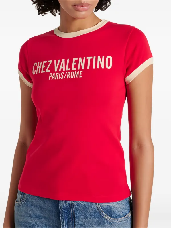Valentino Garavani Chez Valentino-print T-shirt | Red | FARFETCH OM
