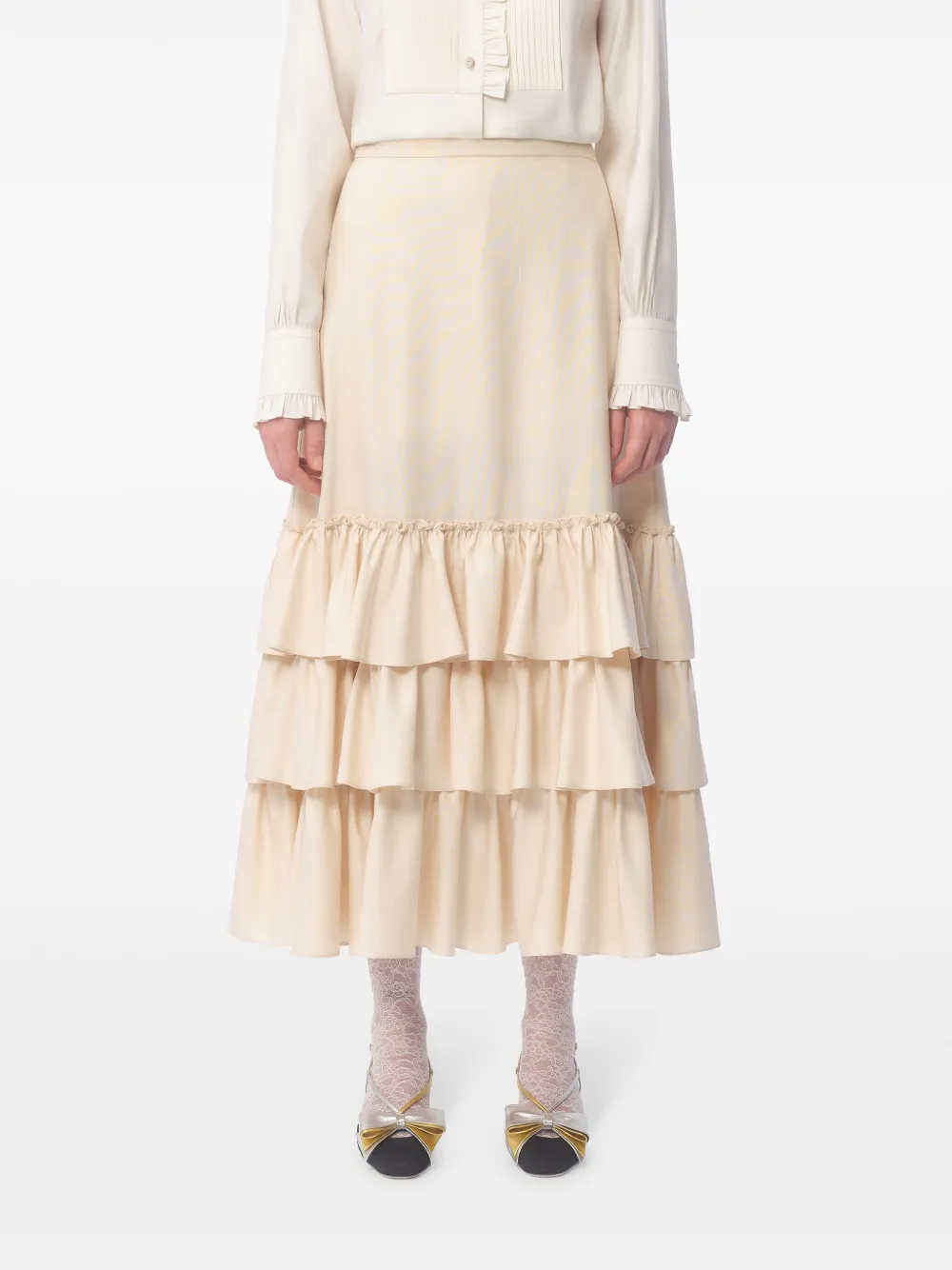 Valentino Garavani Shantung midi-rok Beige
