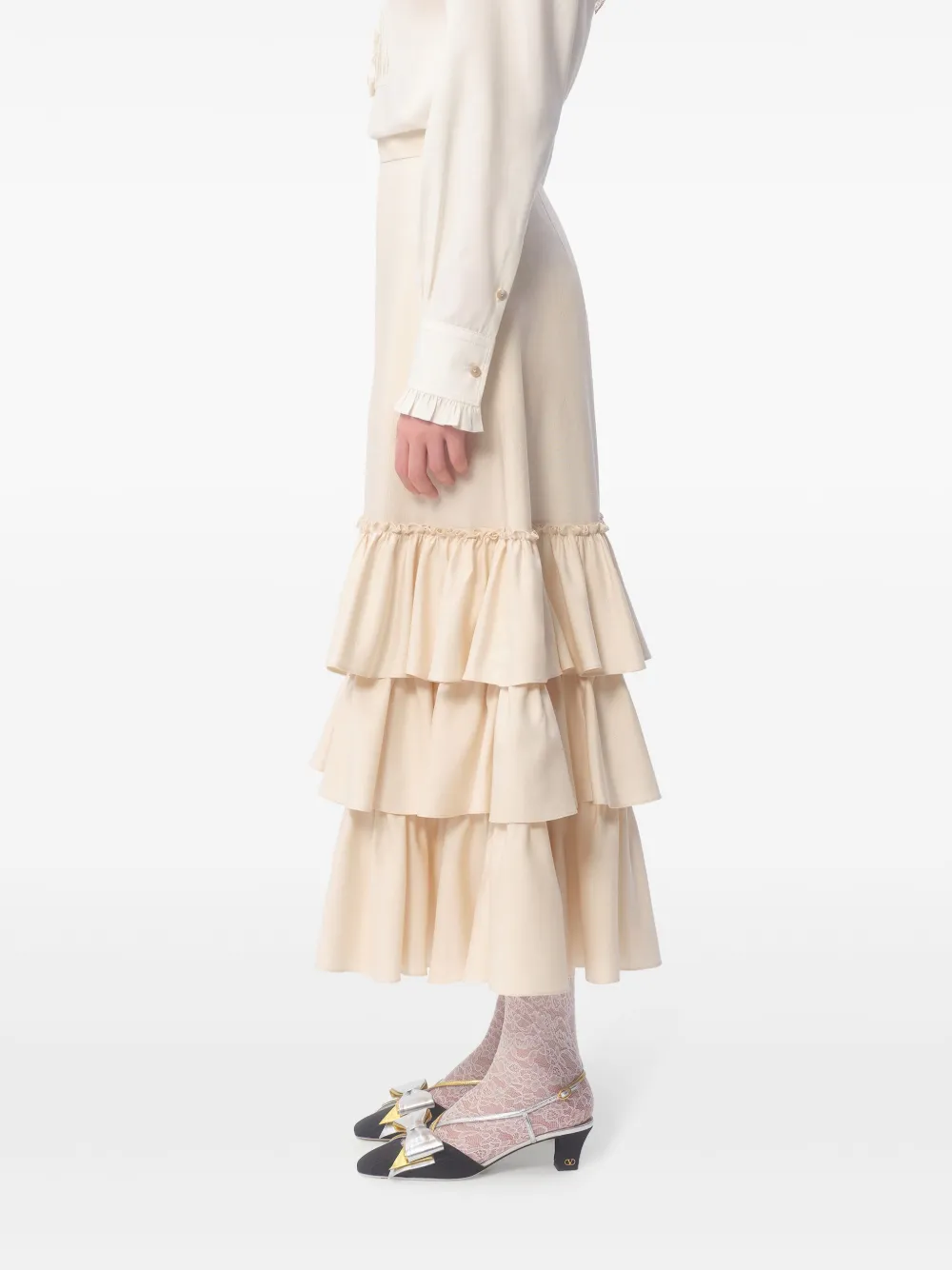 Valentino Garavani Shantung midi-rok Beige