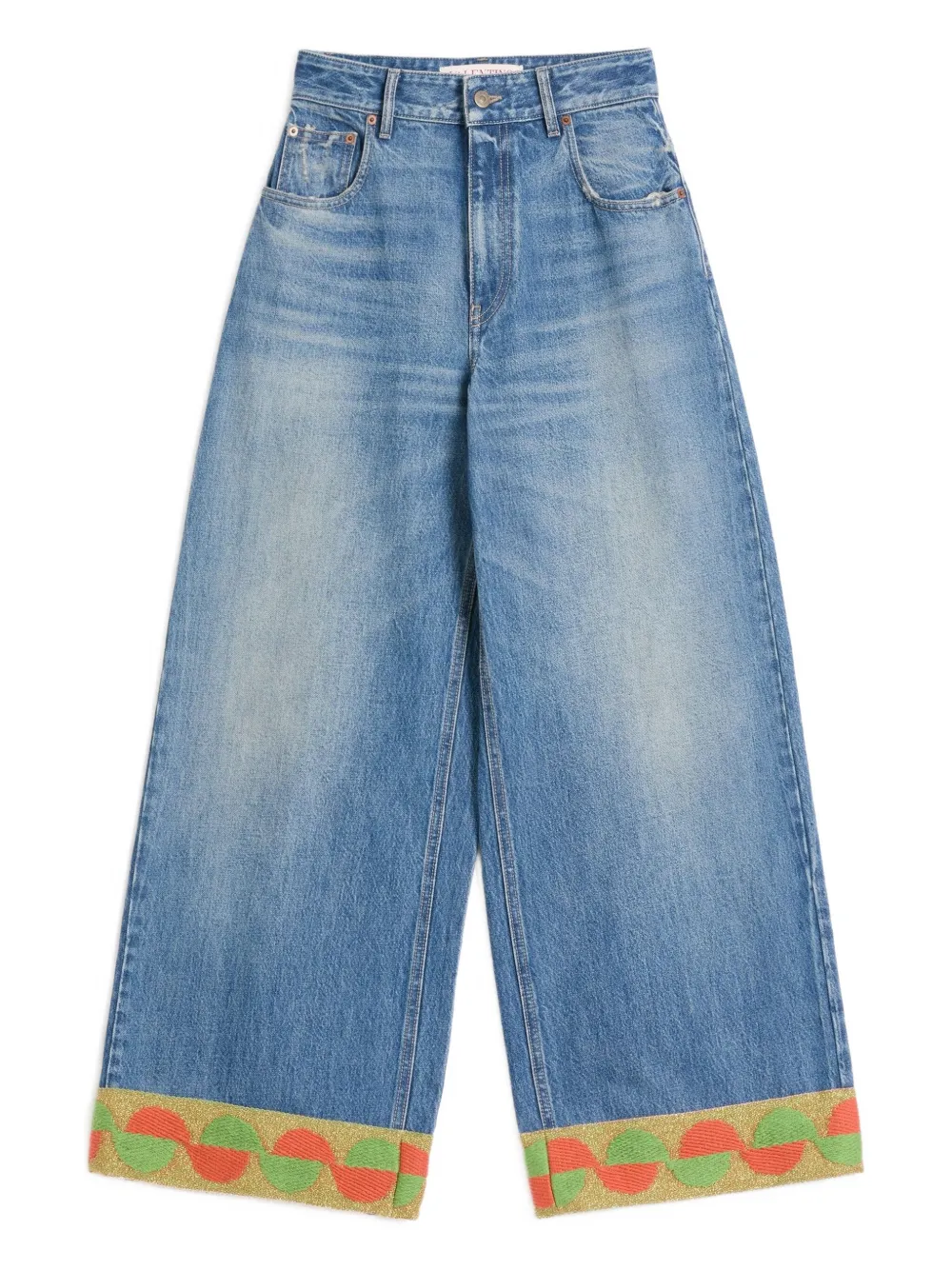 Valentino Garavani jacquard-trim jeans | Blue | Image 1