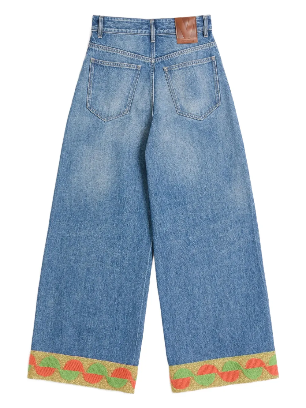  Valentino Garavani Jacquard-trim Jeans - Blue 